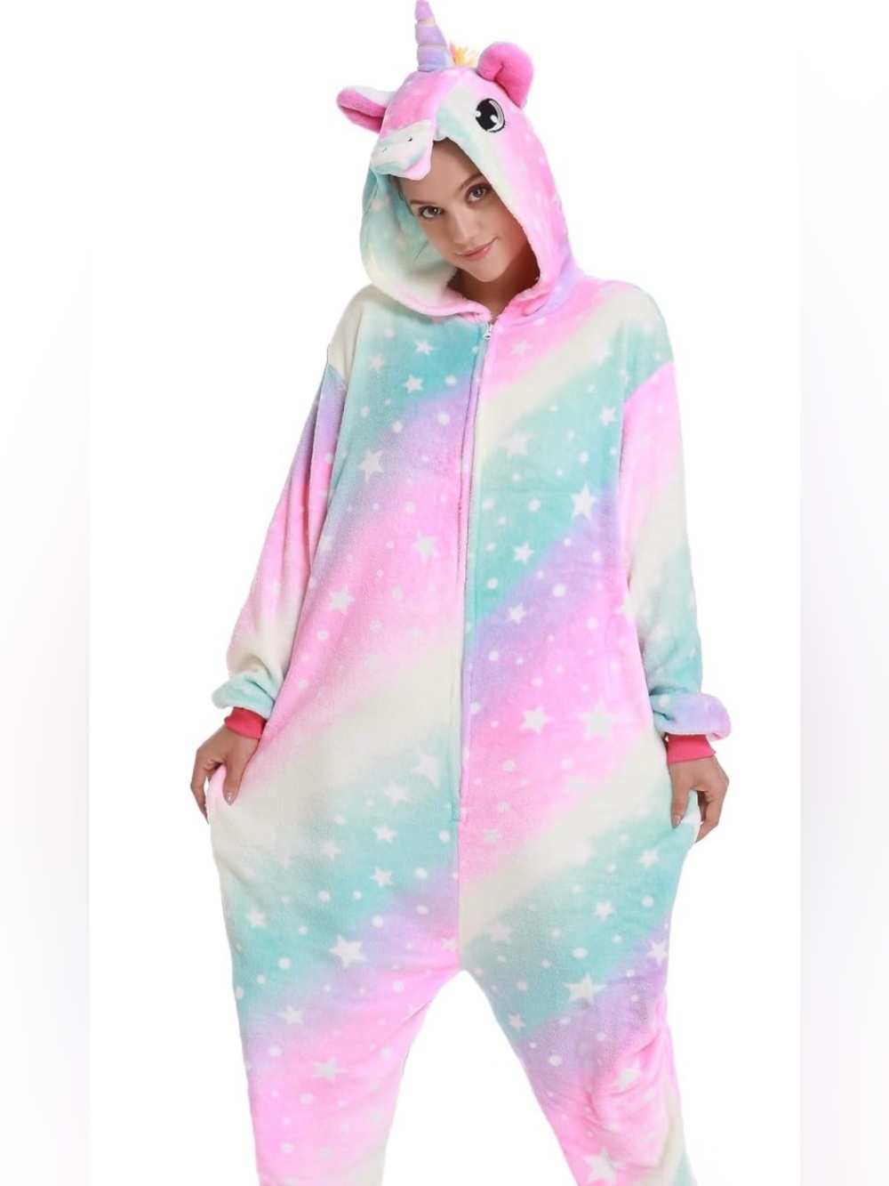 Unicorn Onesie Pajamas in Pastel Rainbow